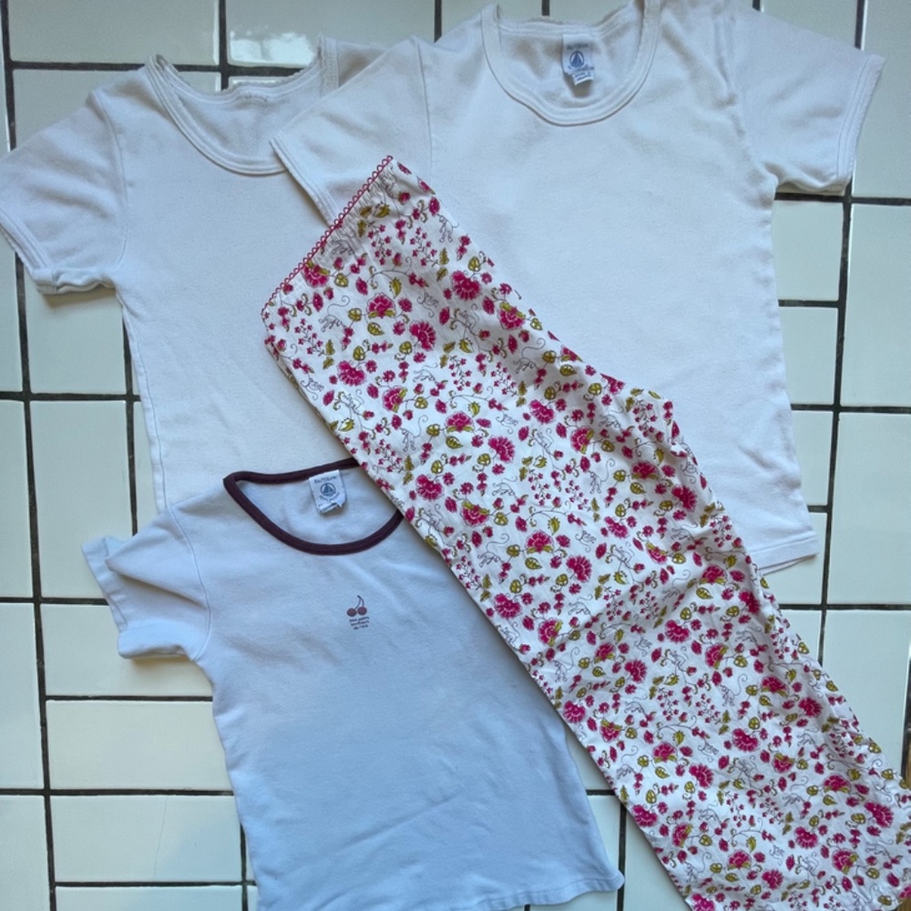 PETIT BATEAU T-shirts Tees Pants Cotton Poplin Monkey Cherries SWEET LOT 6 🍒